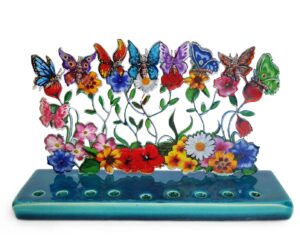 Children Multi Color Modern Flowers and Butterflies Menorah