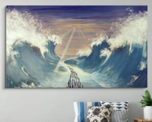Stunning Blue and Purple Splitting of the Red Sea Painting
