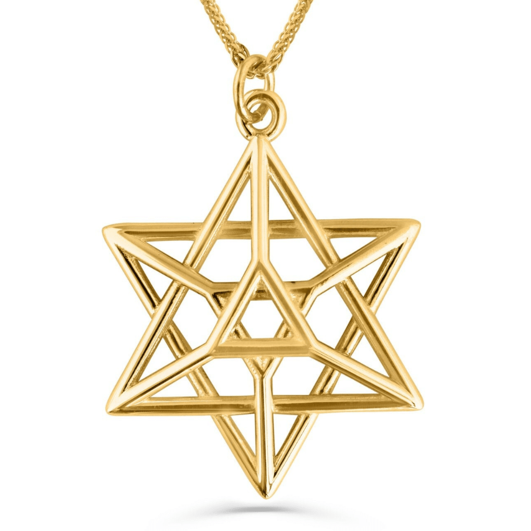 Double Gold 3D Star of David Necklace