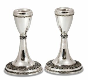 Sterling Silver Ornate Filigree Candlesticks In Vintage Design