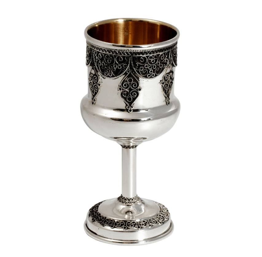 Yemenite Filigree Kiddush Cup from Pure Silver – Unique Shabbat Gift
