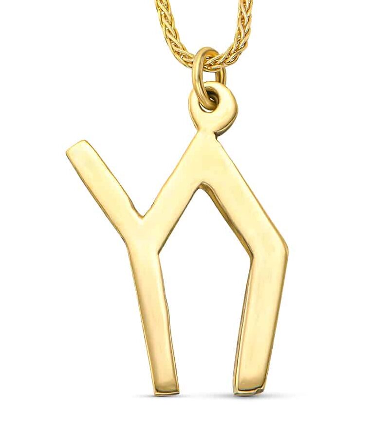 Big Modern Curved Design 14K White Gold Diamond Chai Pendant