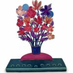 Colourful Vibrant Floral Symphony Menorah with Artistic Bouquet