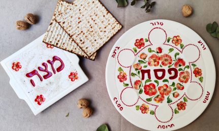 Beautiful Circle Seder Plate Ceramics